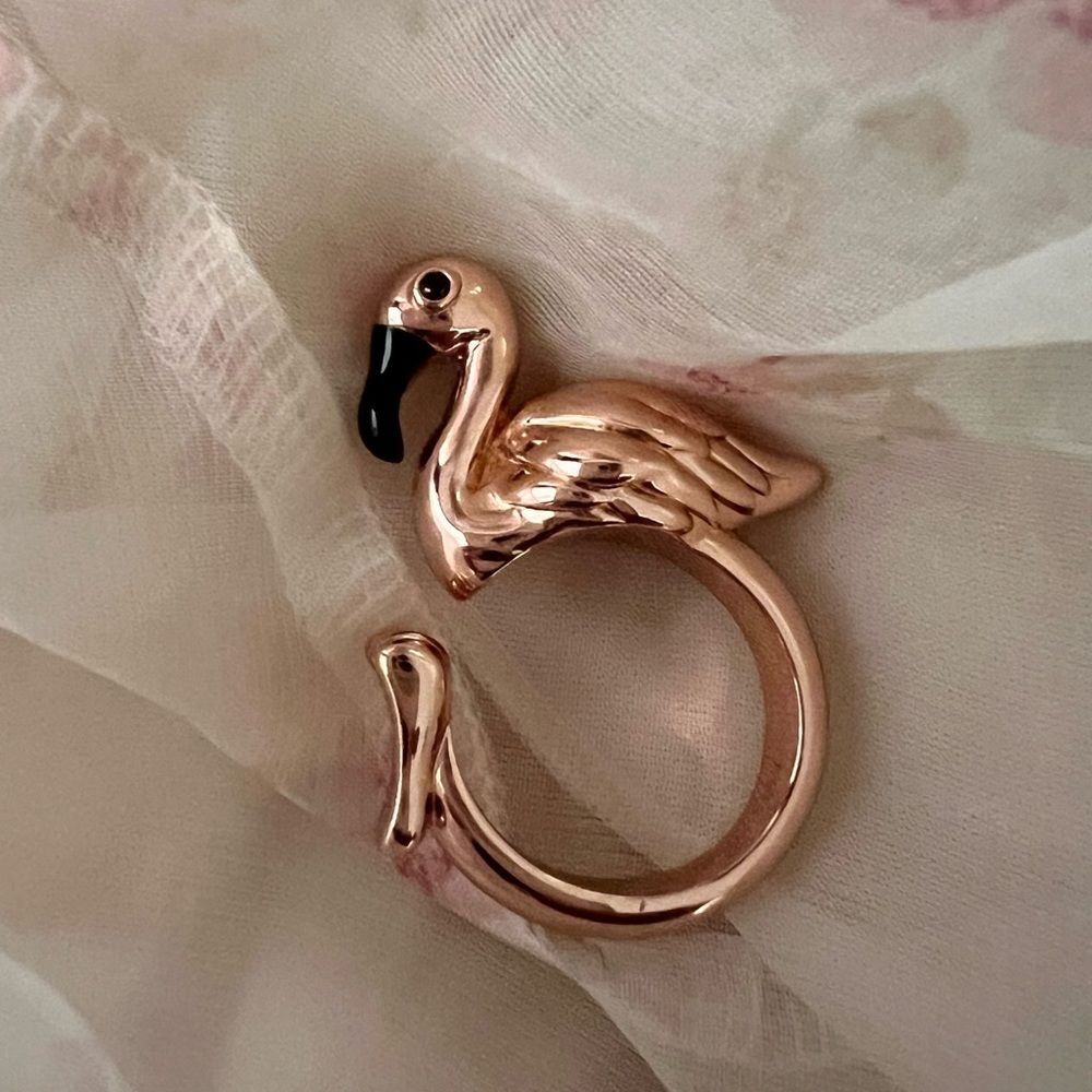 NWOT Rose gold tone flamingo Kate Spade ring